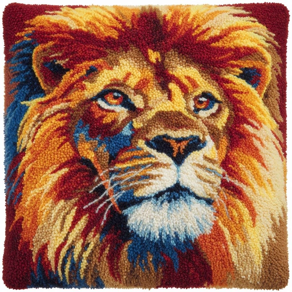 Henypt Latch Hook Cushion Kits, Lion
