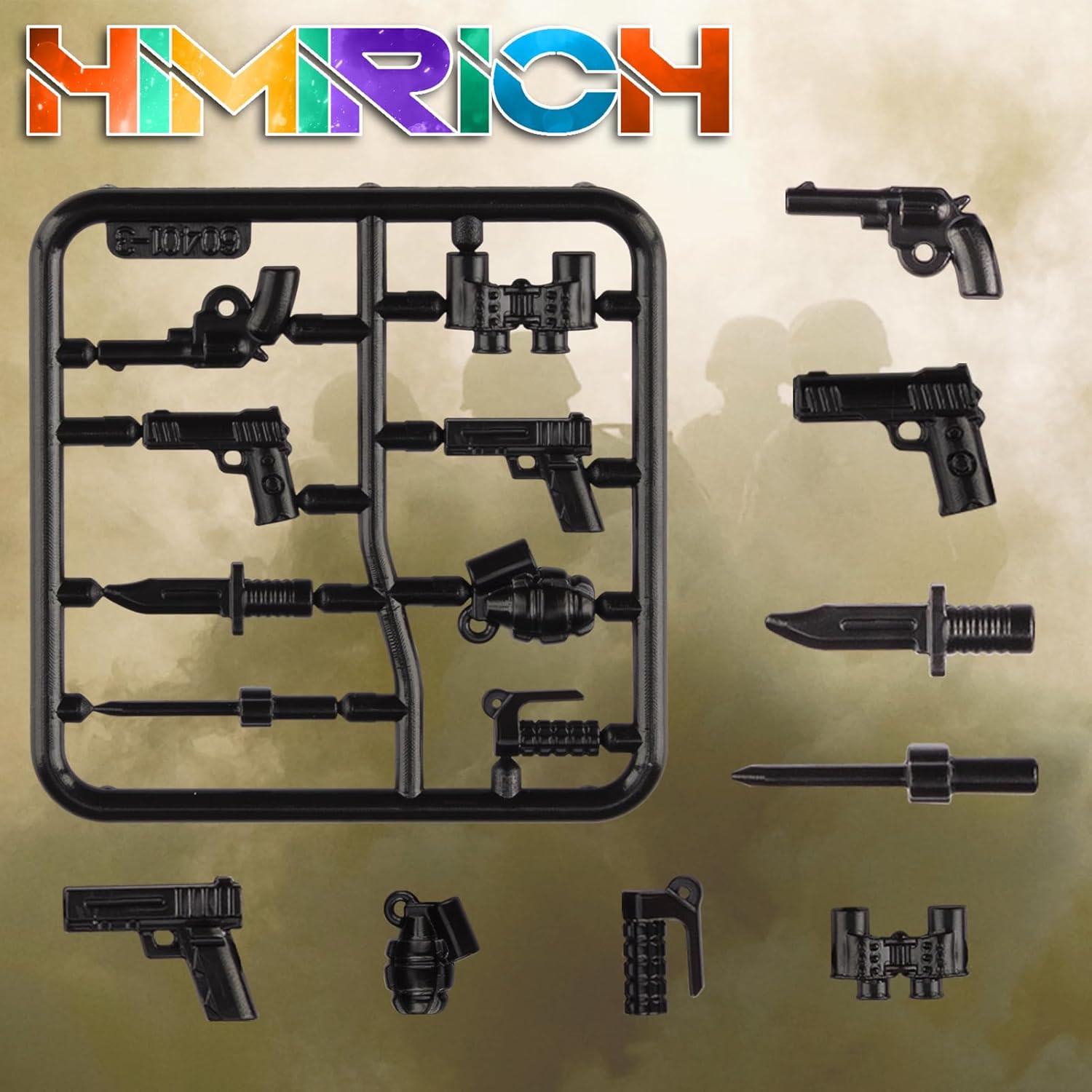 Military Weapons Pack 24 Pcs UK Accessories Kits Toys, Army Equipment Gear WW2 Guns for Boys 6+, Compatible with Mini Figure of Major Brand