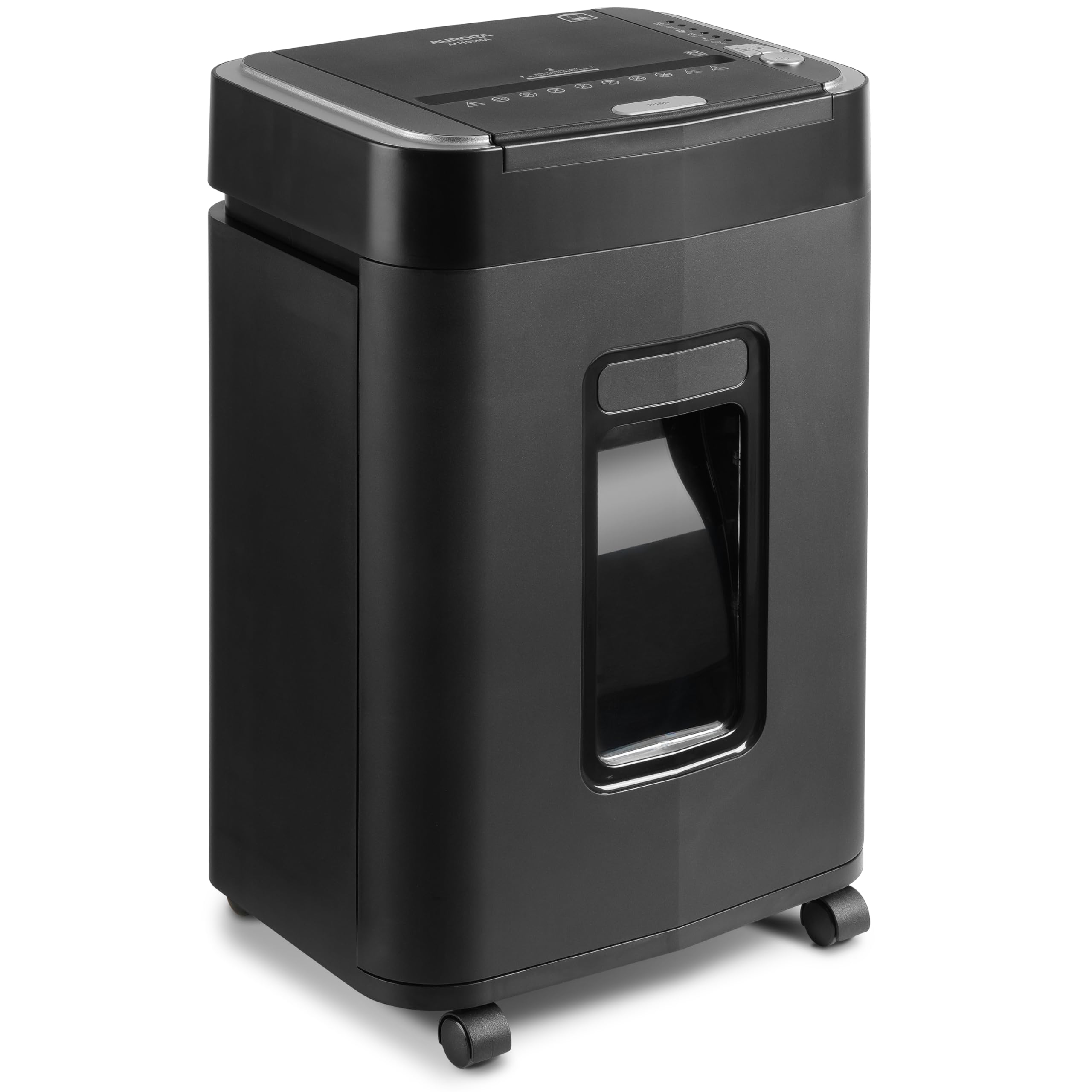 Aurora Trituradora de papel microcortado y tarjetas de crédito de grado profesional de 150 hojas con cesta extraíble de 6.3 galones/60 minutos/nivel de seguridad P-4