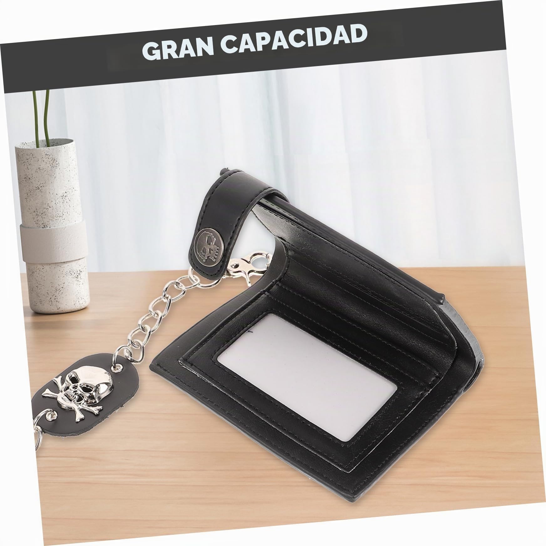 VALICLUD Billetera De Cuero con Cadena Monederos Bolsa De Terror Diariowallet Bolsa Crossbody con Motivo De Calavera Billetera De Motorista De Anime Hombres y Mujeres Cartera Punk