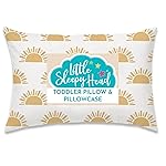 Little Sleepy Head Toddler Pillow with Pillowcase 13x18 - Kids Pillow for Sleeping - Better Neck Support Ergonomic Pillow and Toddler Pillowcase - Best Pillows for Kids (Sunshines)