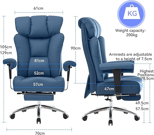 Miniatura 2 de Efomao Silla de oficina de escritorio, silla de oficina ergonómica con reposacabezas ajustable y soporte lumbar, silla de escritorio de computadora