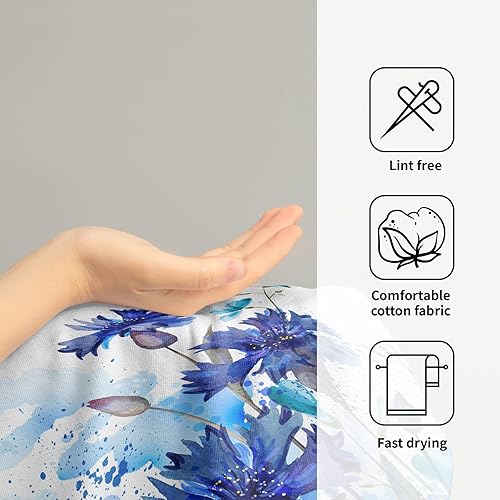 Miniatura 4 de Giwawa Toallas de Mano Azules Florales Toallas de Baño Acuarela Margarita Juego de 2 Toallas de Baño Suave Absorbente Toalla de Cocina Toalla de