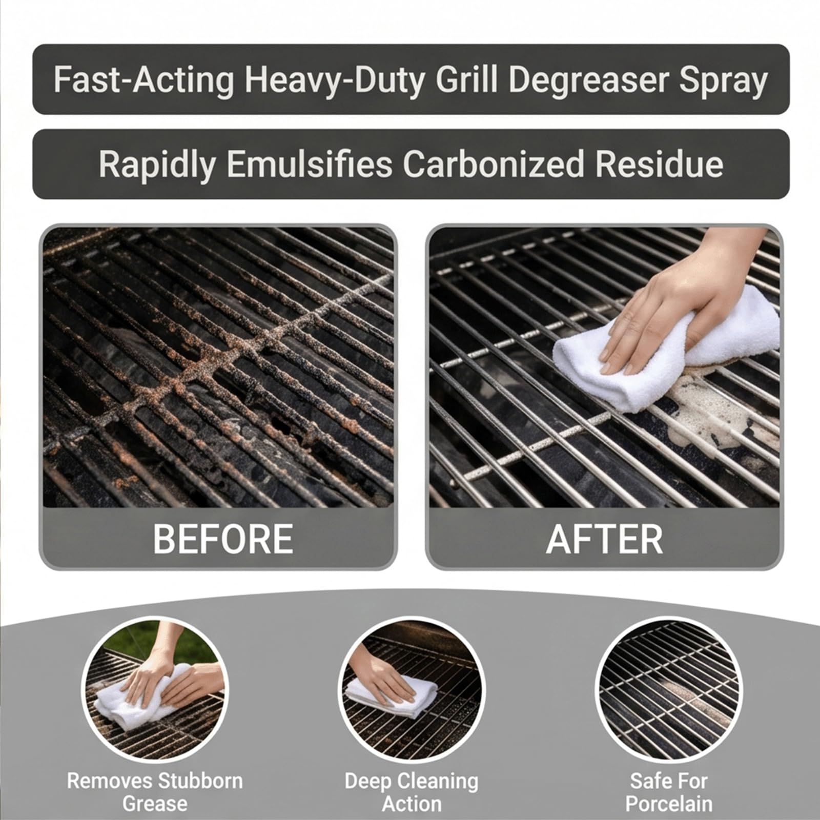 Szybko działający, wytrzymały spray do odtłuszczania grilla, wytrzymały środek do czyszczenia grilla BBQ, profesjonalnie wytrzymały BBQ Reiniger & Degreaser gril Cleaner Heavy Duty Spray (5 szt)