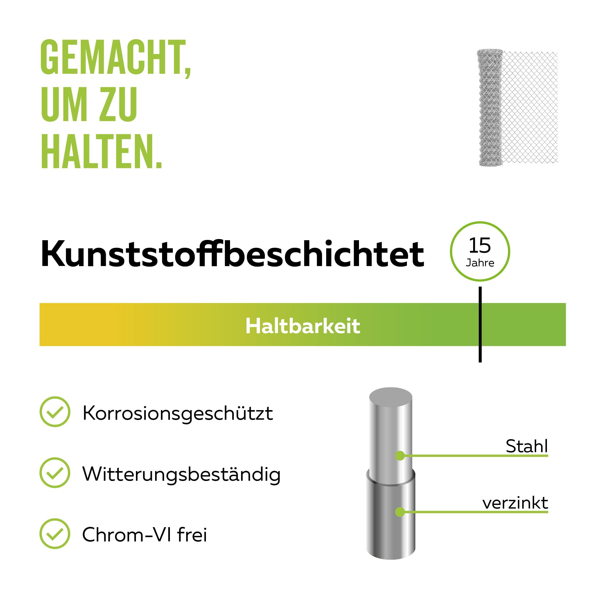 Alberts 604912 Maschendraht-Geflecht | verschiedene Längen und Höhen - wahlweise in verschiedenen Farben | verzinkt | Höhe 80 cm | Länge 10 m