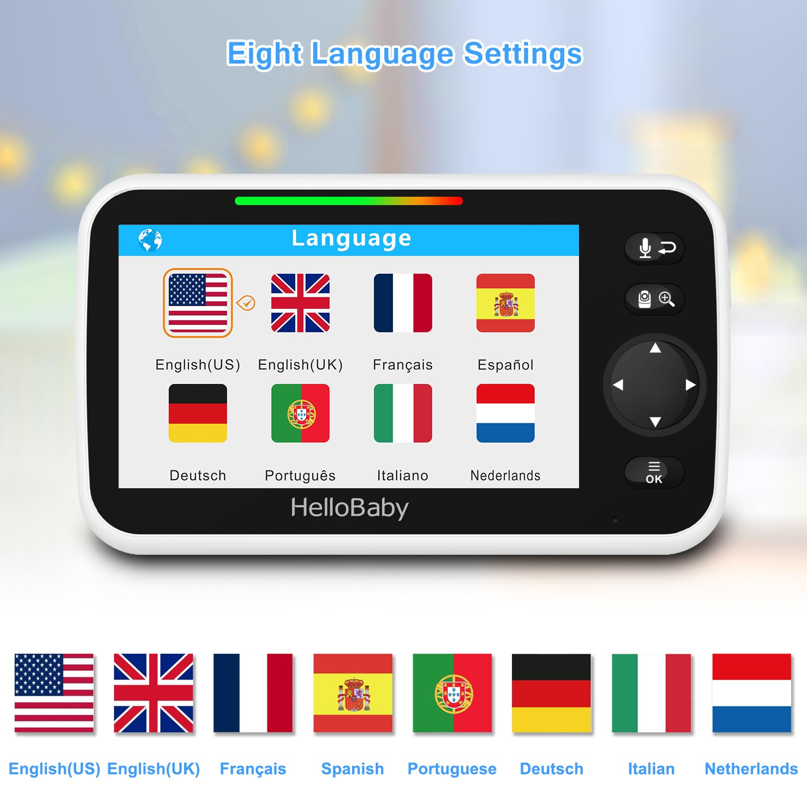 HelloBaby Babyphone Caméra Moniteur vidéo pour bébé avec caméra et Audio, 12,7 cm (5 ") écran LCD Couleur Caméra de Vision Nocturne Infrarouge Mode Vox Affichage de La température Sleepie