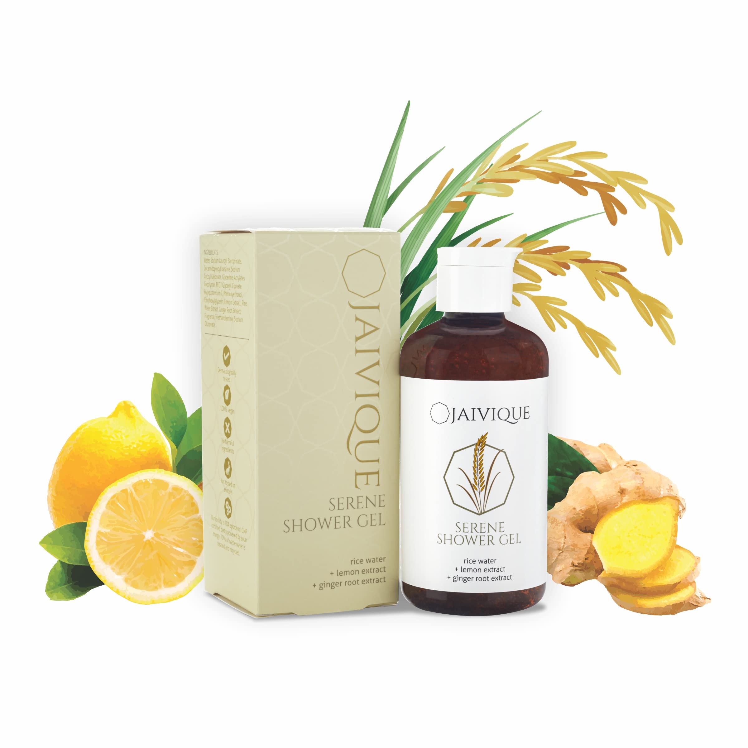 Serene Shower Gel | Cleanses Skin Gently | Best Shower Gel for Men & Women | Rice Water, Lemon Extract, Ginger Extract