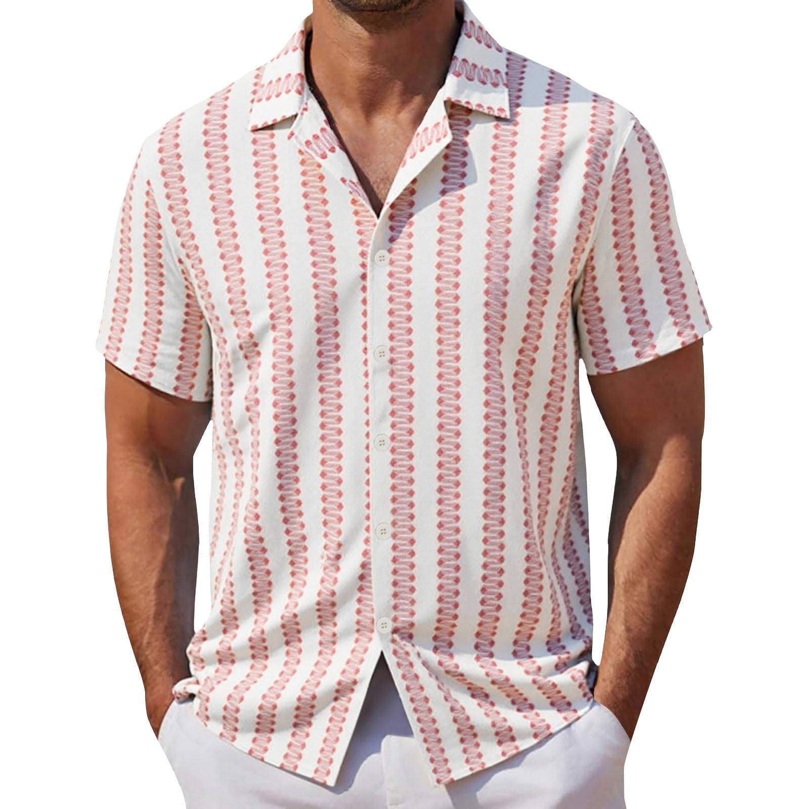 Camisa de Manga Corta para Hombre Casual Verano Playacamisetas Lino hombreCmodo y Transpirable