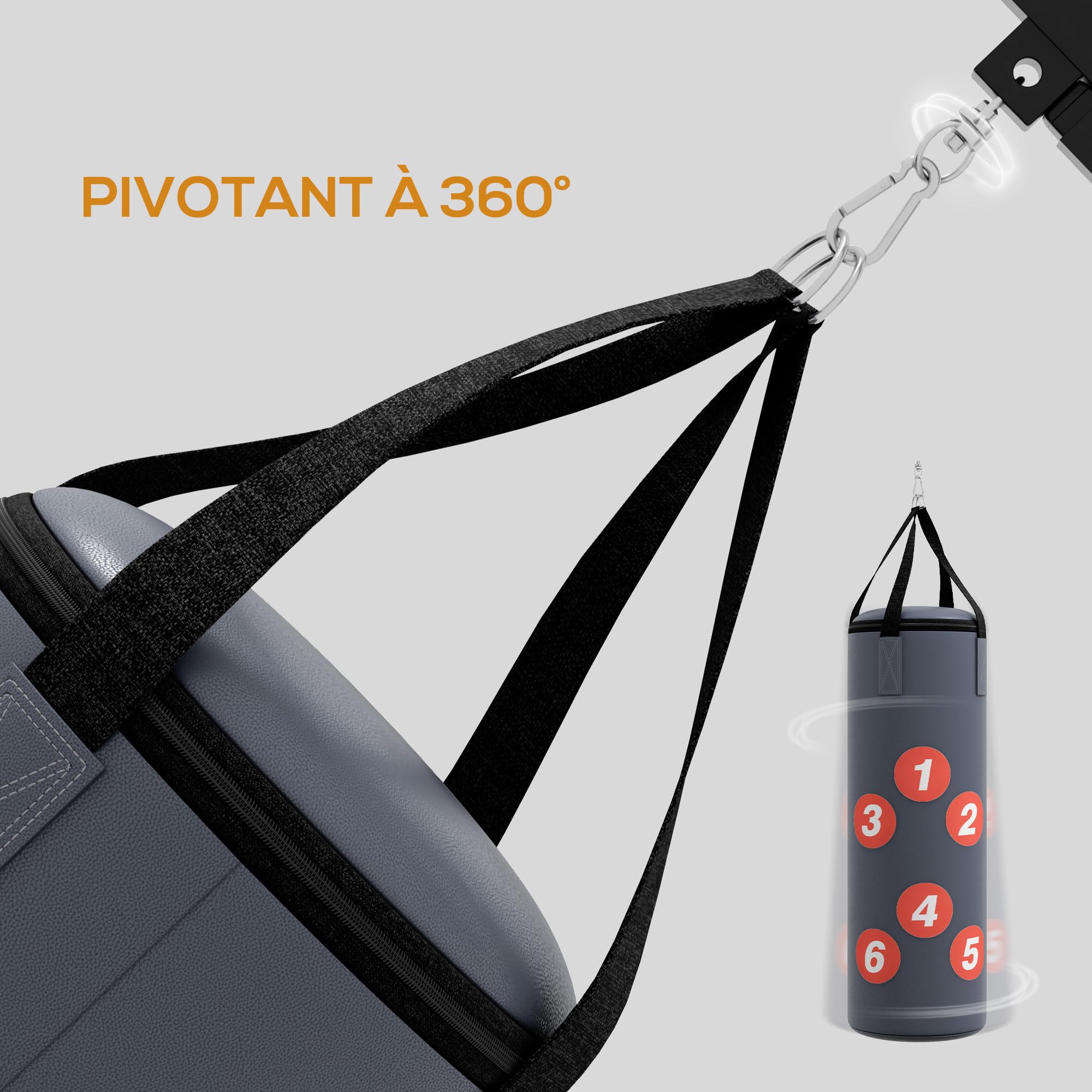 SPORTNOW Sac de Frappe Sac de Boxe Non rempli avec Support Mural, Sac Lourd avec Gants, Bandes pour Les Mains et Crochet pivotant à 360° - pour MMA, Kickboxing, karaté, entraînement à Domicile
