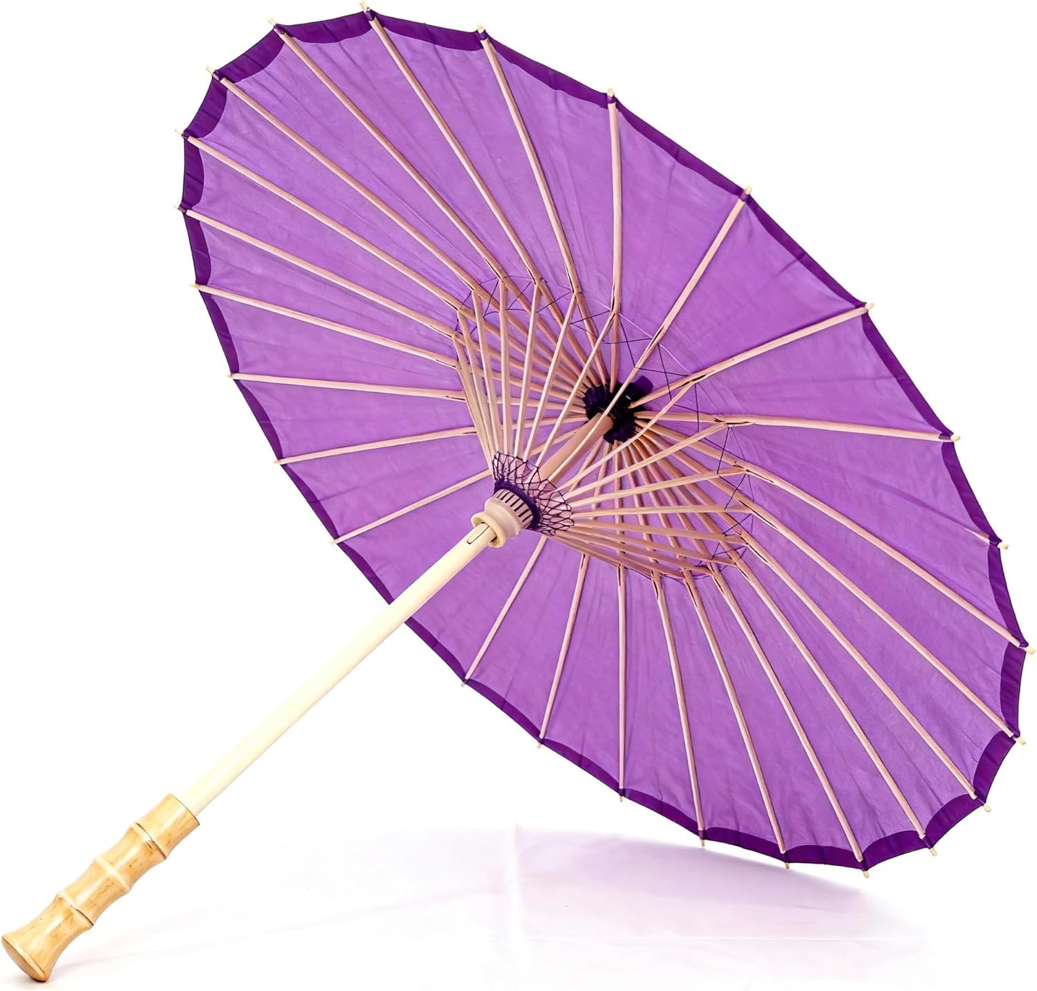 33 Inch White Paper Parasol Umbrella for Wedding Decor & DIY Art - Large Handmade Wooden Frame Sun Wedding Parasols, Asian Party Backdrop Painting Craft Projects (10, White)