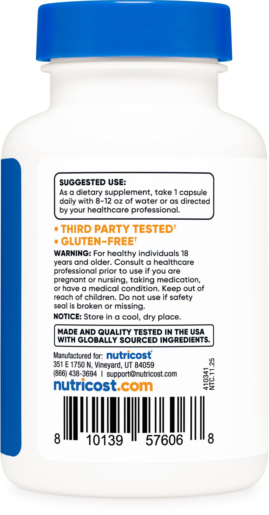 Nutricost Zinc Bisglycinate Supplement (50mg) 120 Vegan Capsules, GMO-Free — Amazon image 4