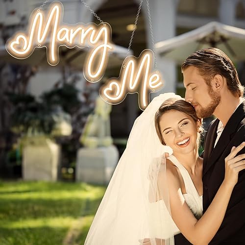 Miniatura 3 de Letrero de neón con texto en inglés "Marry Me" con texto en inglés "Marry Me" para propuesta de boda, letras iluminadas con letra de corazón de gran