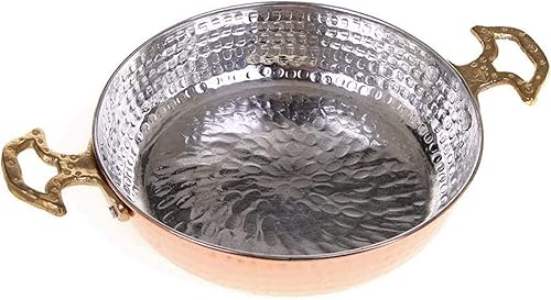 Miniatura 7 de Sartén de chef de cobre martillado, sartén auténtica de cobre rojo hecho a mano, sartenes de tortilla de huevo turco, utensilios de cocina de cobre