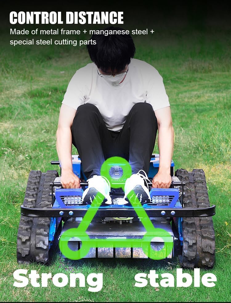 Image of Infront Remote Control Lawn Mower, Crawler Track All-Terrain System, Hybrid Oil-Electric Power for Steep Slopes and Large Lawns, Adjustable Cutting Height