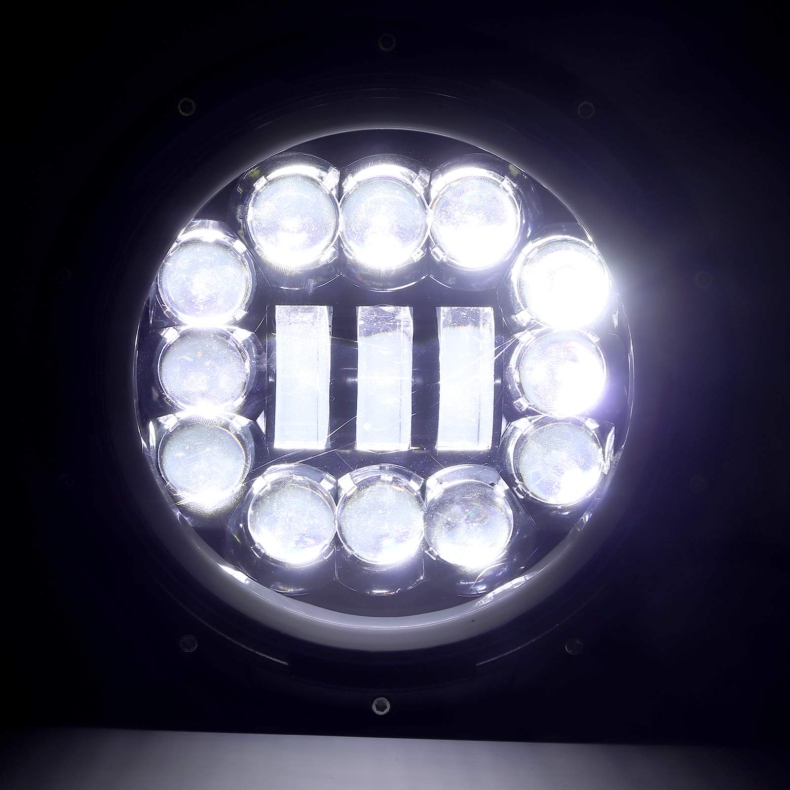 KIMISS Faros delanteros para motocicleta, luz de trabajo LED redonda de 7 pulgadas, 90W, IP67, impermeable, 6000K, juego universal para motocicleta, Plug-N-Play, extremadamente brillante