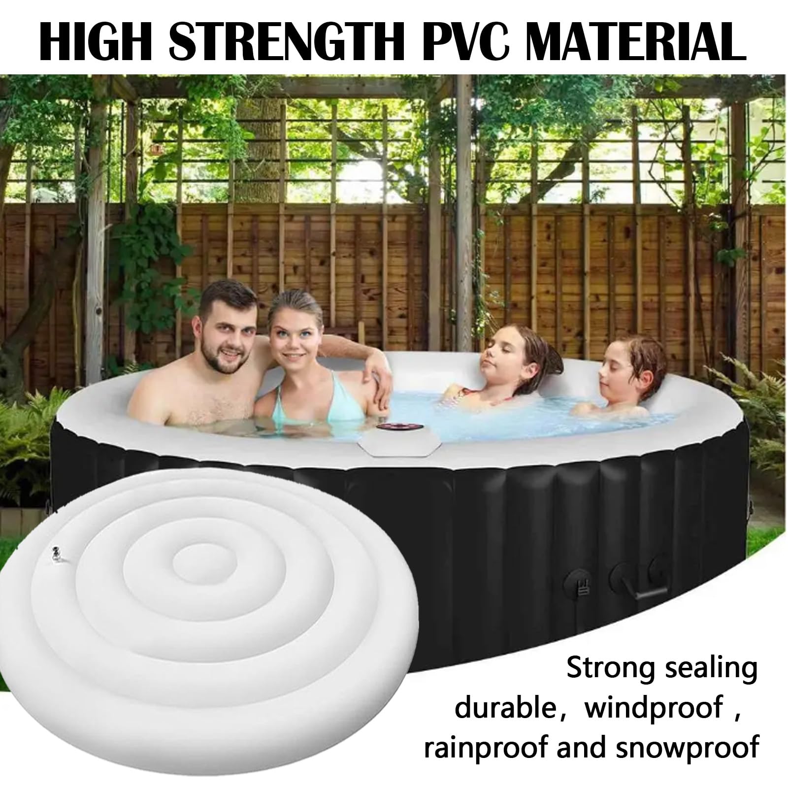 Cubierta Inflable para BañEra De Hidromasaje, 145CM Cubierta Inflable para Piscina Resistente Al Viento Impermeable A Prueba De Polvo Accesorios para Piscina Protege Tu BañEra De Hidromasaje