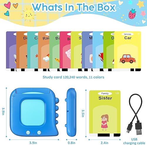 Miniatura 5 de Tarjetas flash parlantes, tarjetas flash para niños pequeños con 224 palabras de vista, juguetes Montessori, juguetes sensoriales para autismo,