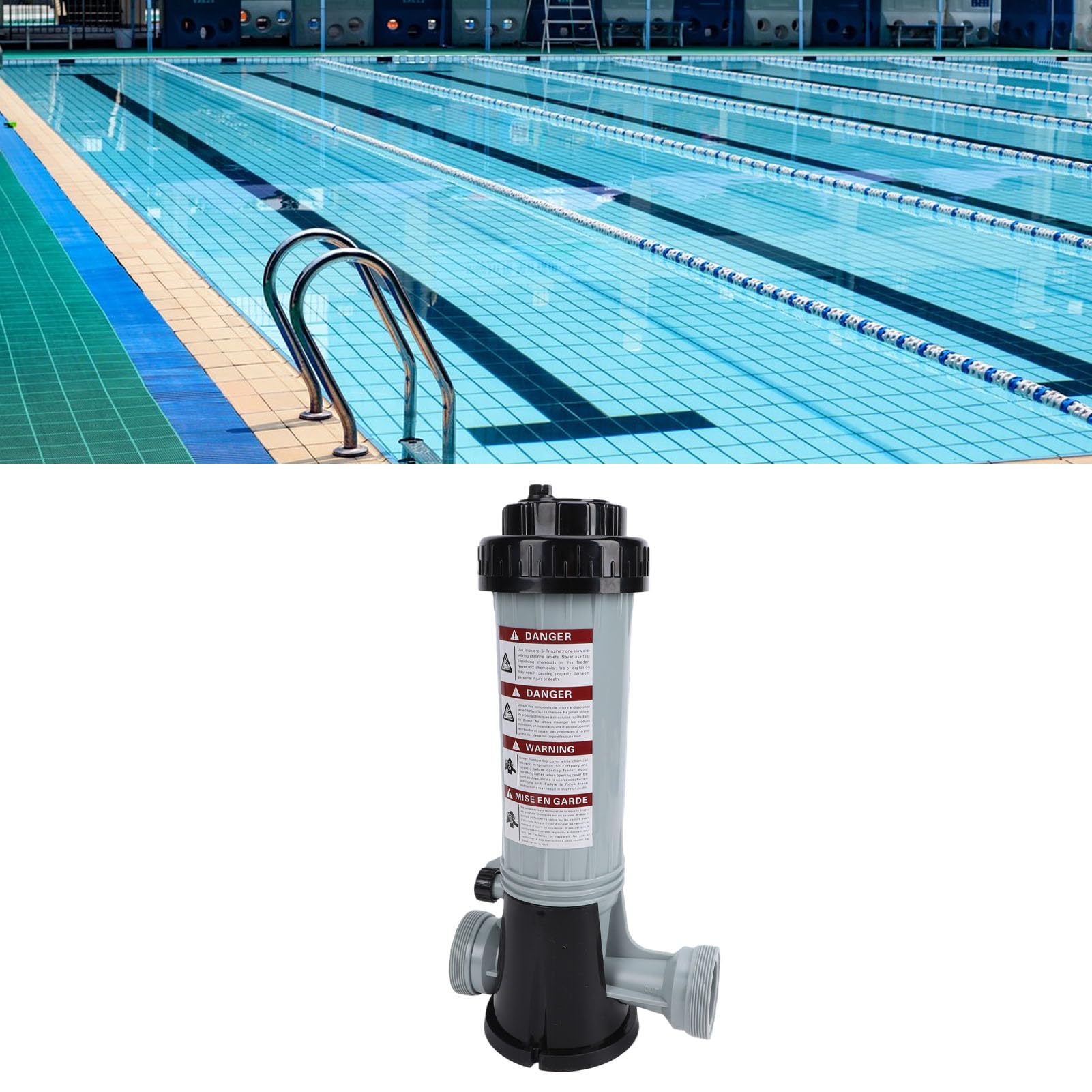 Dosatore Automatico di Cloro per Piscine, in Plastica, con Regolazione del Flusso, per Piscine Interne Ed Esterne, Vasche idromassaggio.
