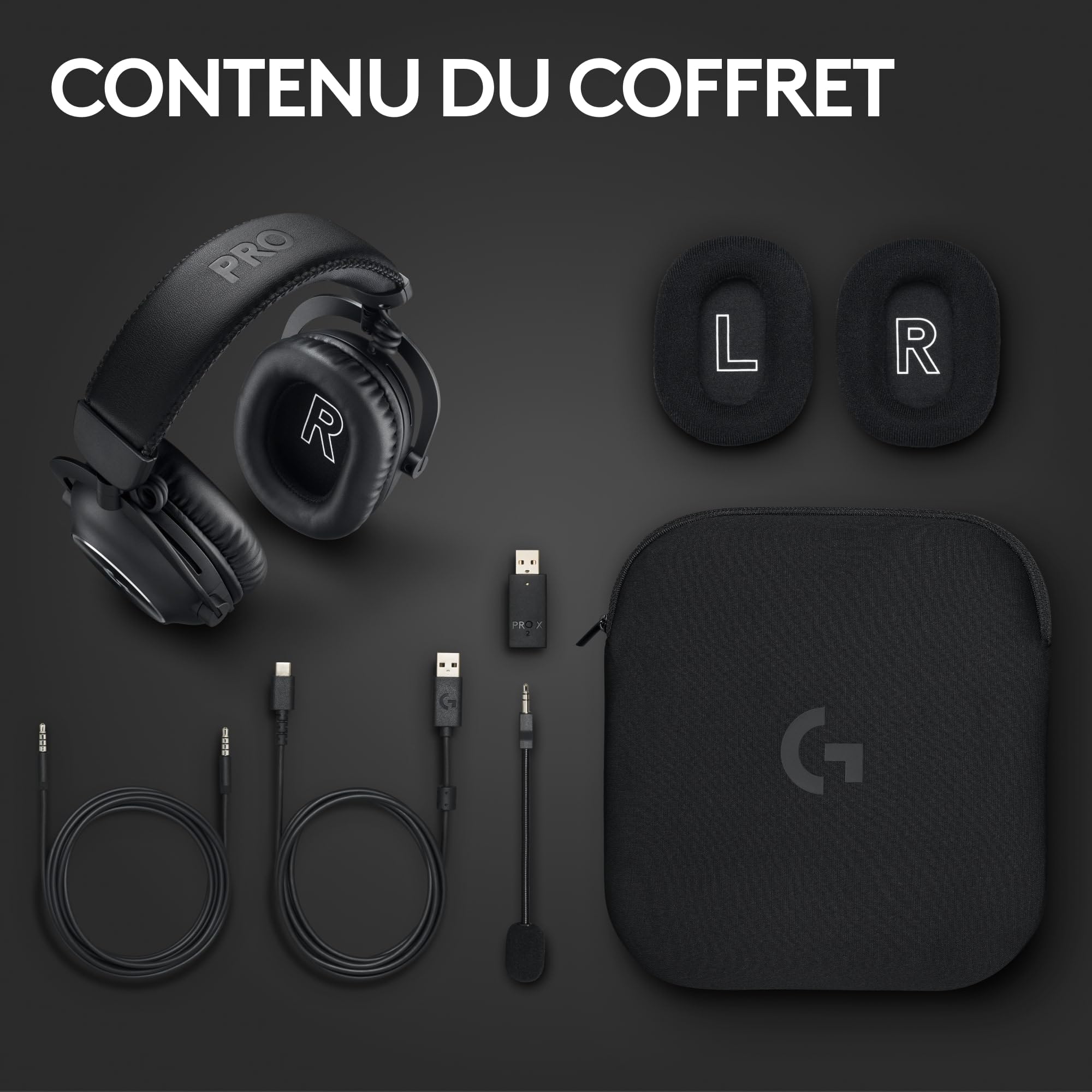 Logitech G Pro X 2 Lightspeed Casque audio bluetooth, micro-casque détachable, enceinte graphène 50 mm, DTS:X 2.0—7.1 Surround, Bluetooth/USB/3,5 mm Aux, PC, PS5, PS4, Nintendo Switch - Noir
