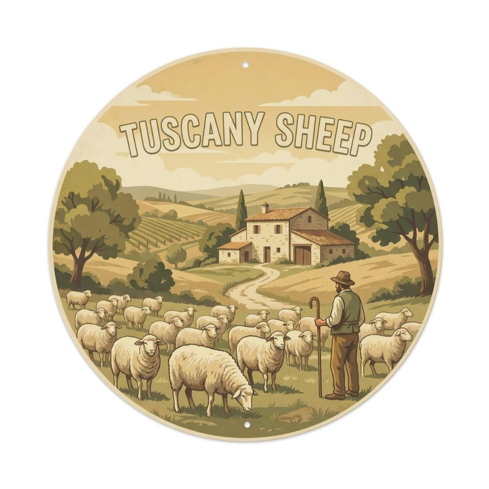 Tuscany Italy Sheep Landmark Travel Classic Metal Tin Sign