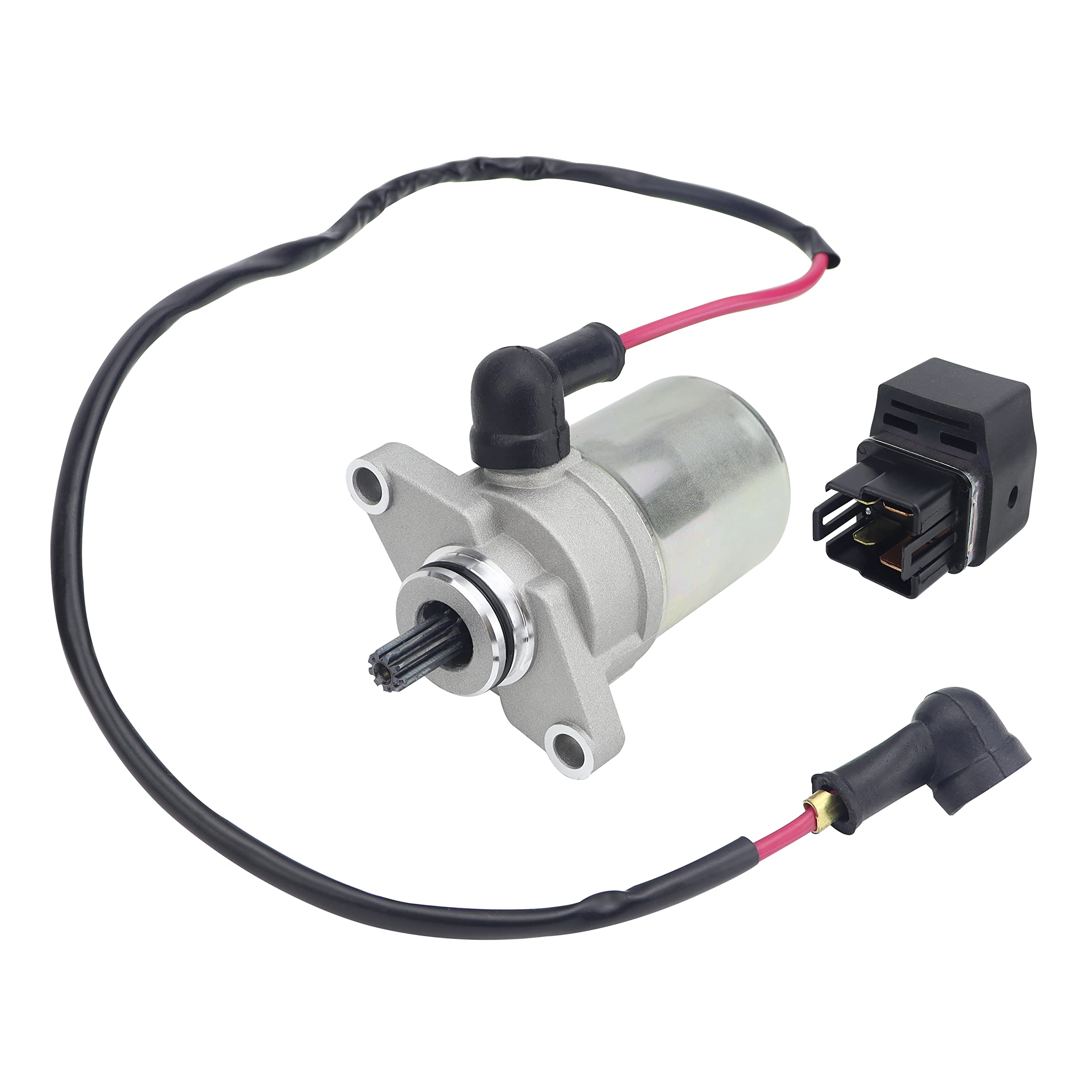 SuLyLa 0453848 Starter & Relay Compatible with Polaris Outlaw 50 2008-2019 / Outlaw 50 INTL 2010 / Predator 50 2007 0454691 0454951 18643 18644 57-2732 410-54058 SMU0273 SMU0284 0453488