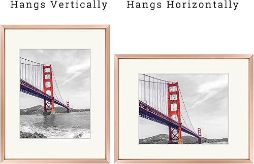 Vista 115 de Frametory - Colección de marcos de metal para fotos, marco de aluminio para fotos con alfombrilla de color marfil y cristal real Dorado