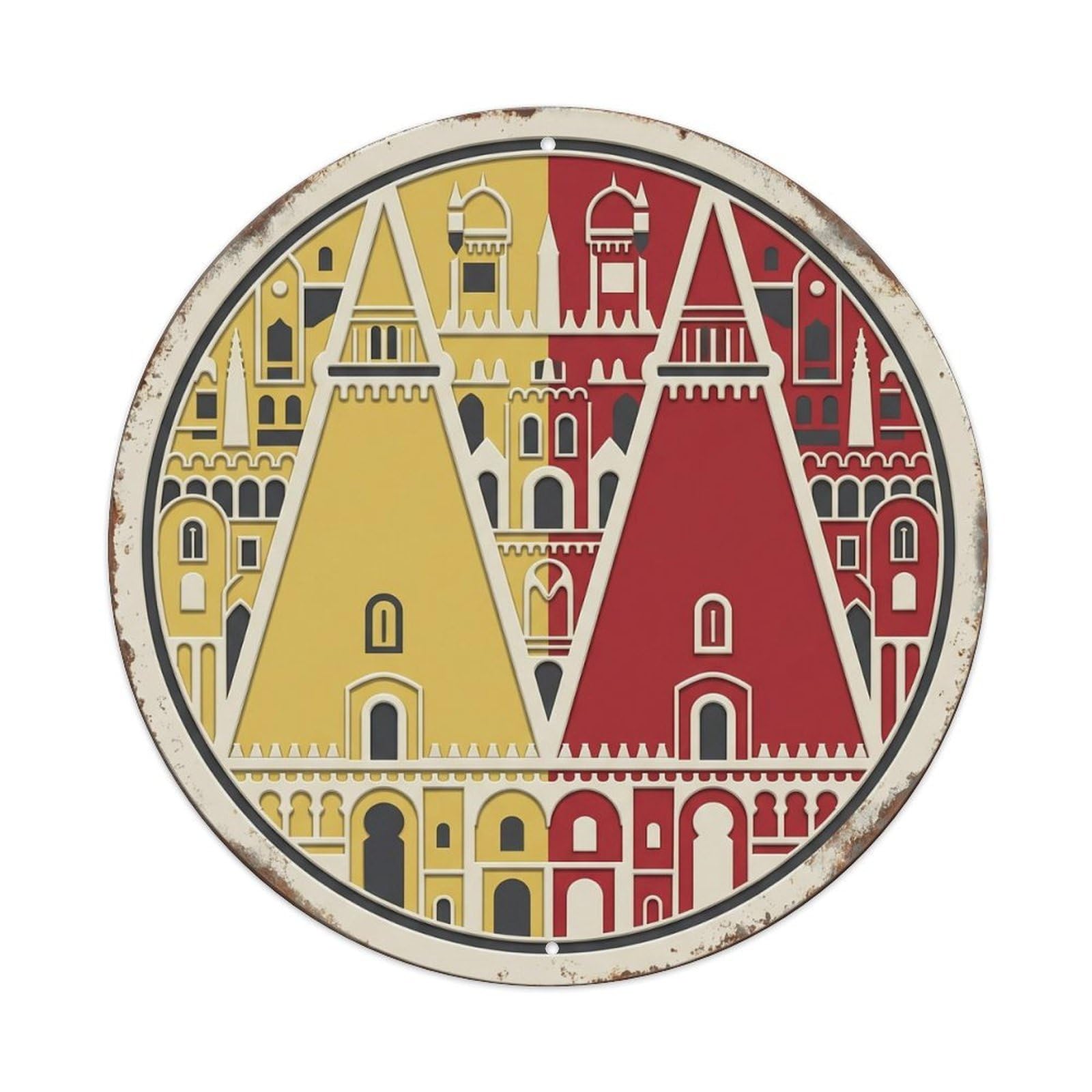 Sintra Macro Palace Travel Vintage Metal Tin Sign Plaque Wall Decor for Cafe, Club, Garden Round Metal Poster 8x8Inch