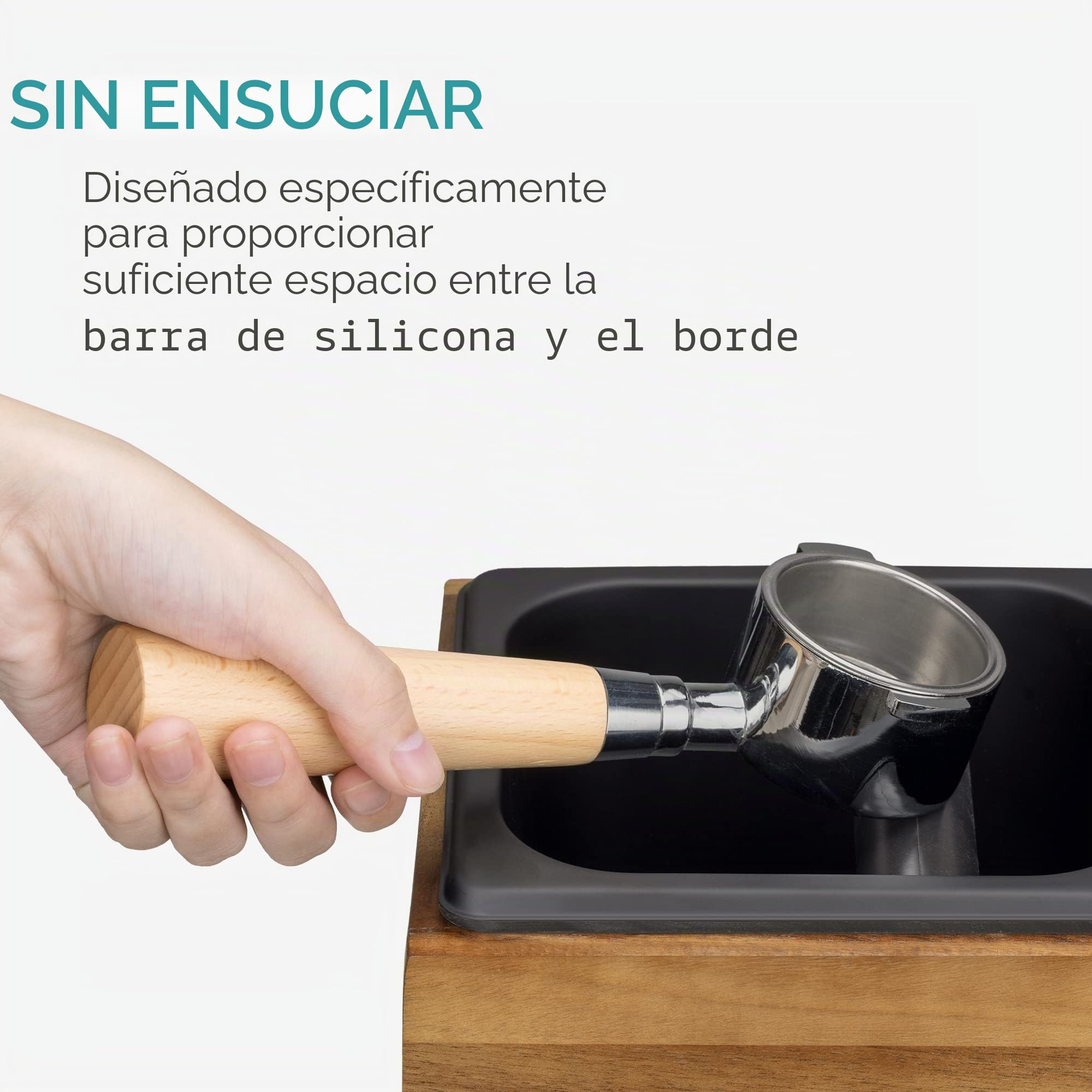 Navaris Recipiente para posos de café - Caja para vaciar portafiltro de cafetera infusiones - Contenedor de cafés Madera y Metal - 18 x 17 x 11 cm