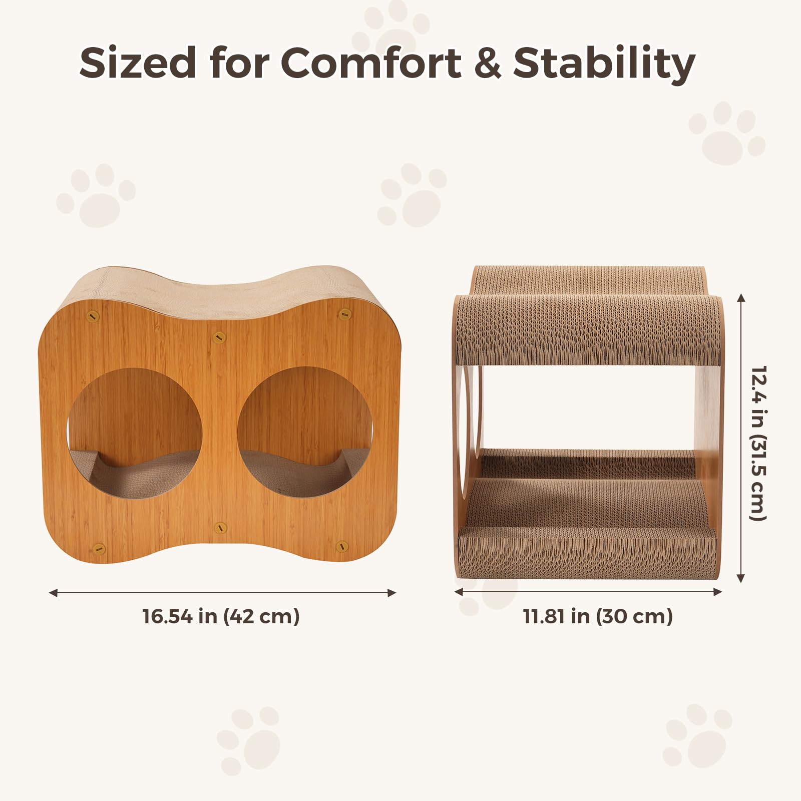 Avont 猫用 爪研ぎ ベッド くり抜き型 スクラッチハウス 多機能 両面段ボール 爪とぎ トンネル遊び インテリア 安心設計 室内 通気性よい ストレス解消 組み立て簡単