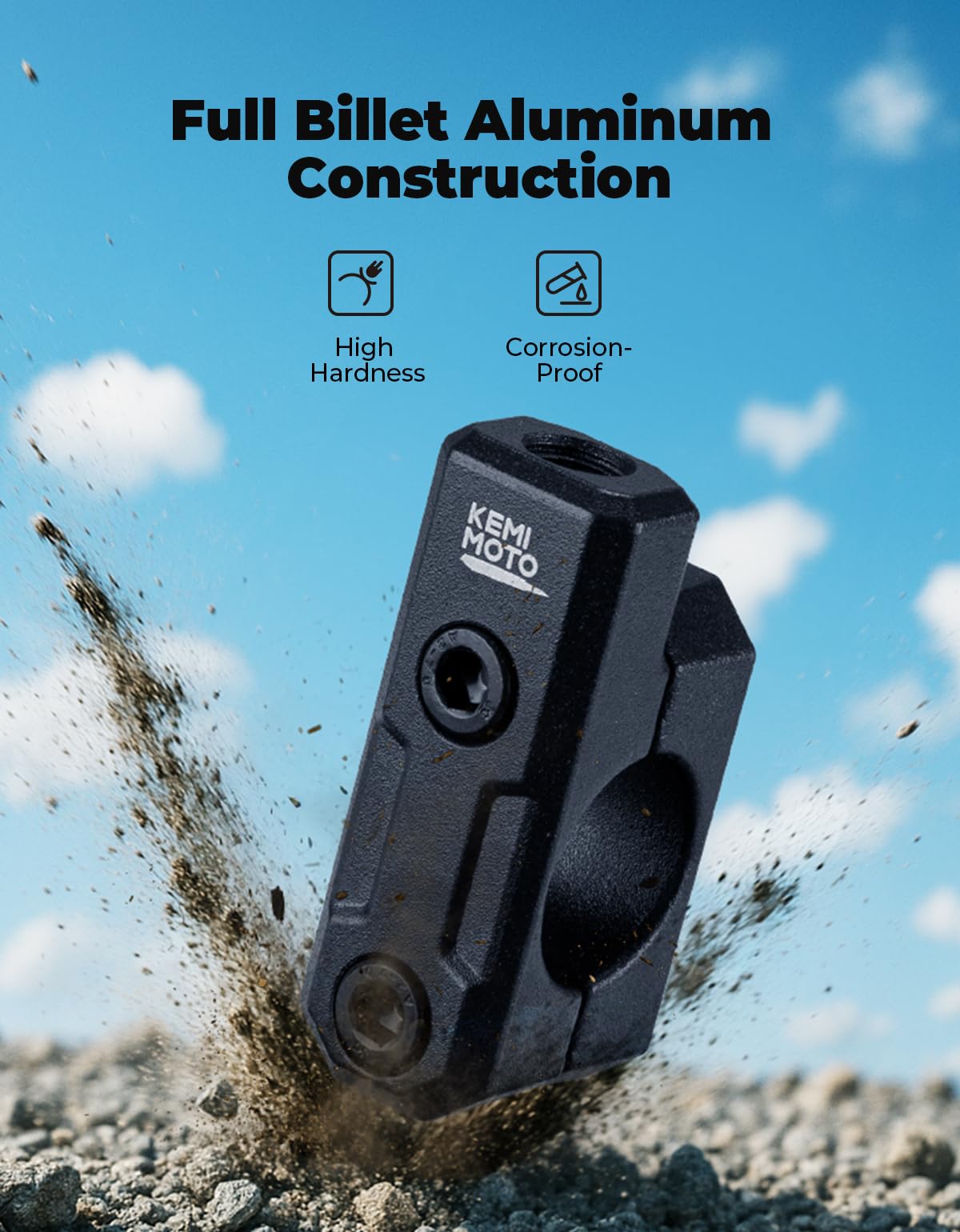 KEMIMOTO 10 mm Supporti Specchietti Moto, 2 Pezzi Supporti Specchietto Moto Universale per 22mm Manubrio, Morsetti Adattatori Specchi Lega di Alluminio per Motociclette, ATV, Scooter - 3