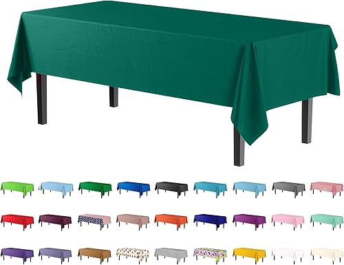 Miniatura 39 de Party Solids Paquete de 4 manteles de plástico color cereza, 54 x 108 pulgadas, mantel desechable para fiestas y pícnics Cereza,Puntos negros y