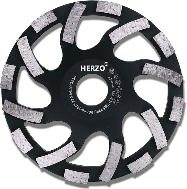 HERZO Diamond Concrete Grinding Wheel 5 inch,Diamond Cup Wheel for for Polishing and Cleaning Stone Concrete Surface, Cement, Marble, Rock, Granite, and Thinset Removing