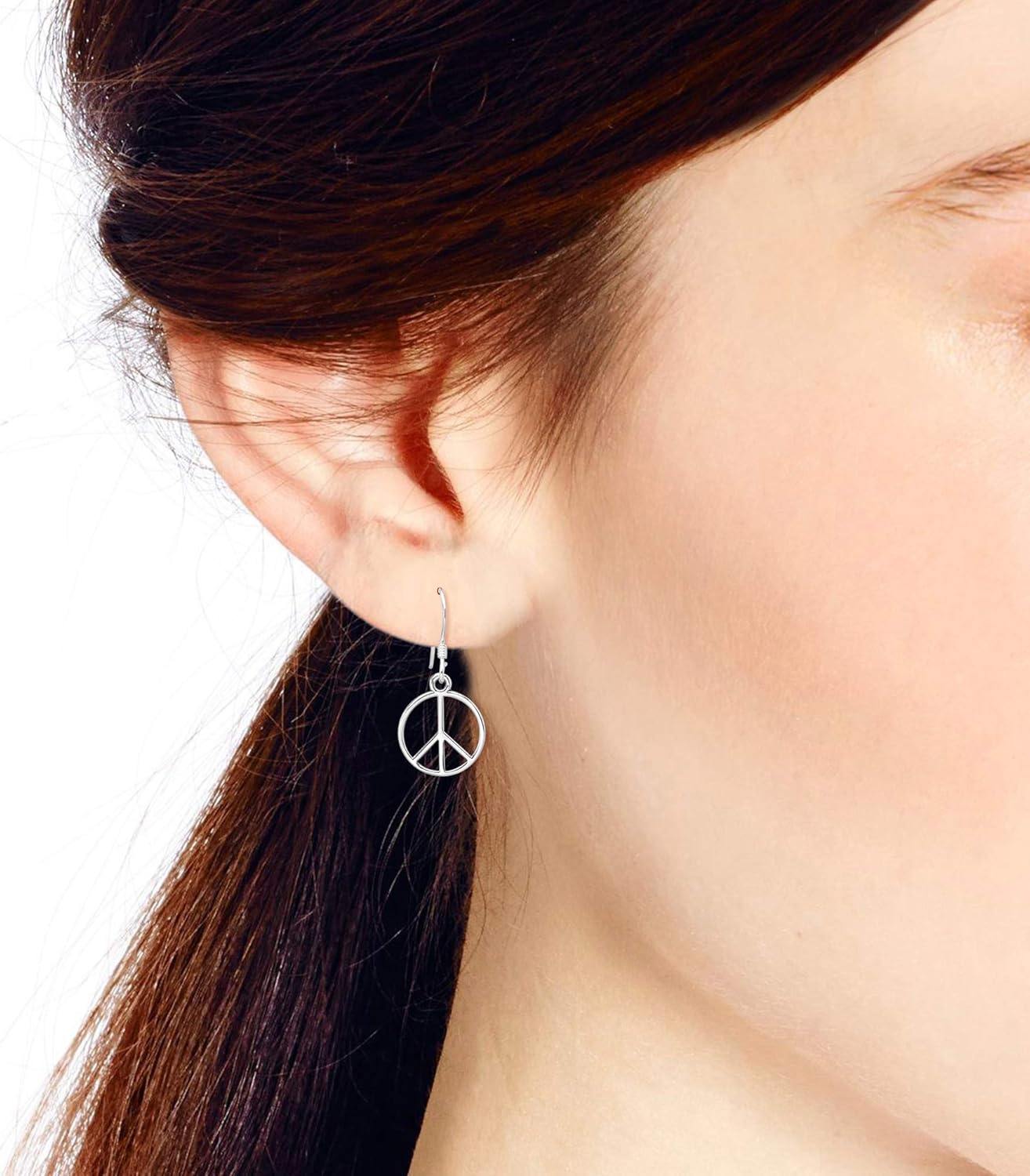AeraVida 925 Sterling Silver Peace Symbol Dangle Earrings | Minimalist Fashion Earrings for Women - Image 6