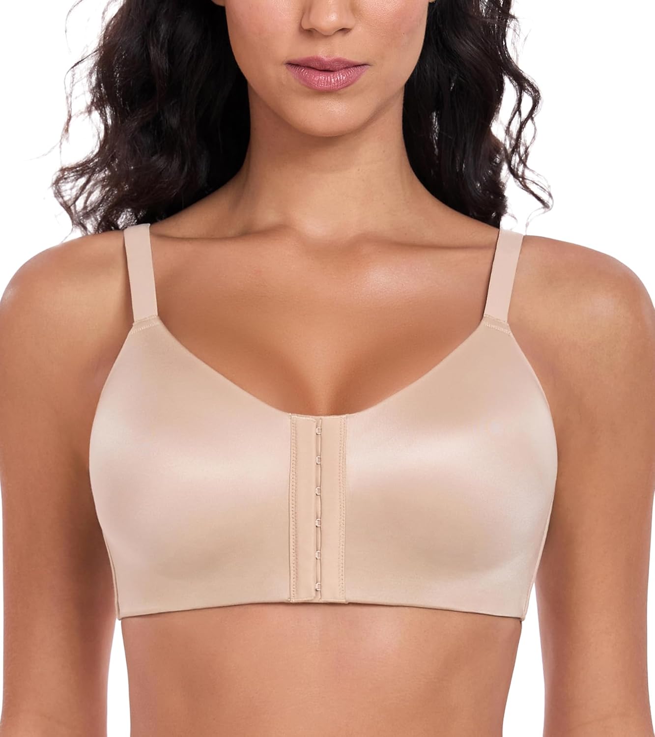 HACI Women's Front Closure Bra Seamless Full Coverage Everyday Wirefree Padded Bralette Raceback - Image 6