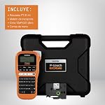 Brother PTE110 Entry Level Industrial Handheld Labeling Tool Kit - Up to 12mm Labels, Orange