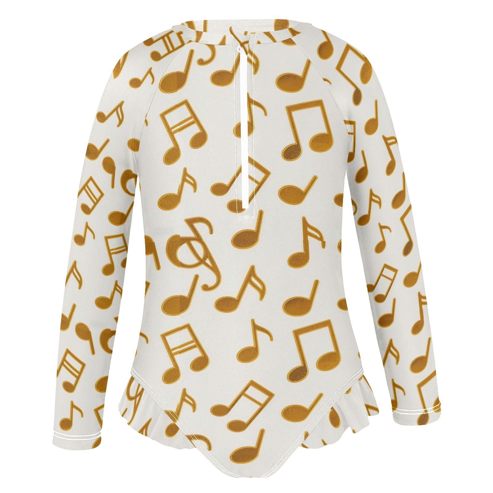 Girls Long Sleeves Swimsuit Cartoon Floral Daffodil Petal Peach White Swimsuits Rash Guard Girl Toddler Bathing Suit 4T