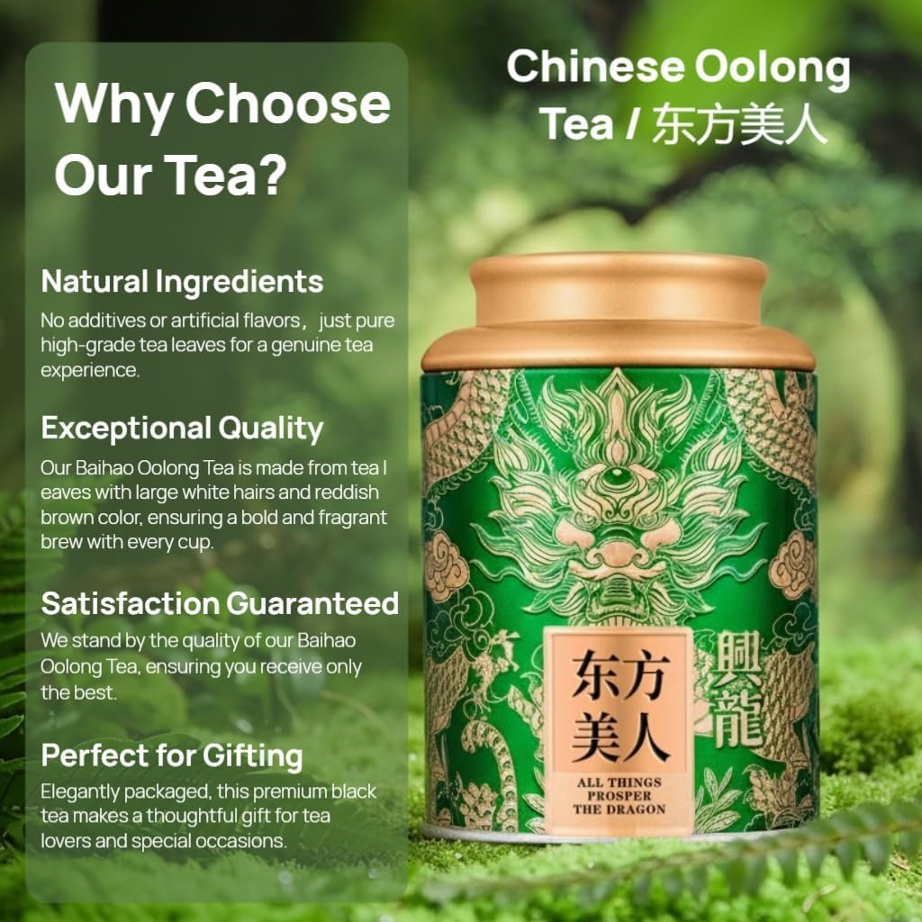 Najwyższej Jakości Chińska Herbata Baihao-Oolong | Naturalny Aromat Owoców I Miodu | Bez Dodatków | Chińska Herbata Oolong 250g / 8,82oz