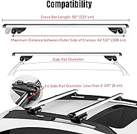 Vista 3 de Yescom Portaequipajes universales de aluminio de 50 pulgadas, barra de riel transversal de carga para equipaje, abrazadera ajustable para SUV