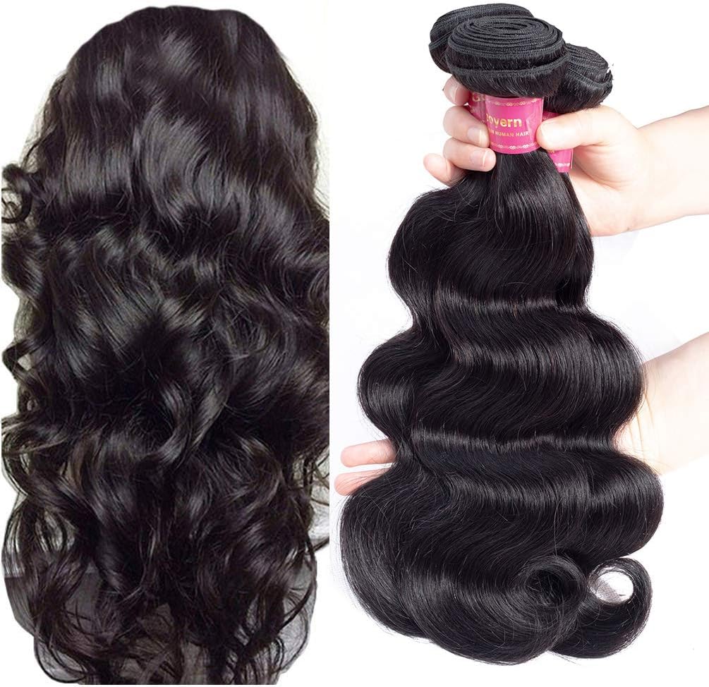 Brazilian Virgin Hair 3 Bundles Body Wave Weft 10A Unprocessed Human Hair Weave Extensions Natural Color 3pcs (10 12 14)