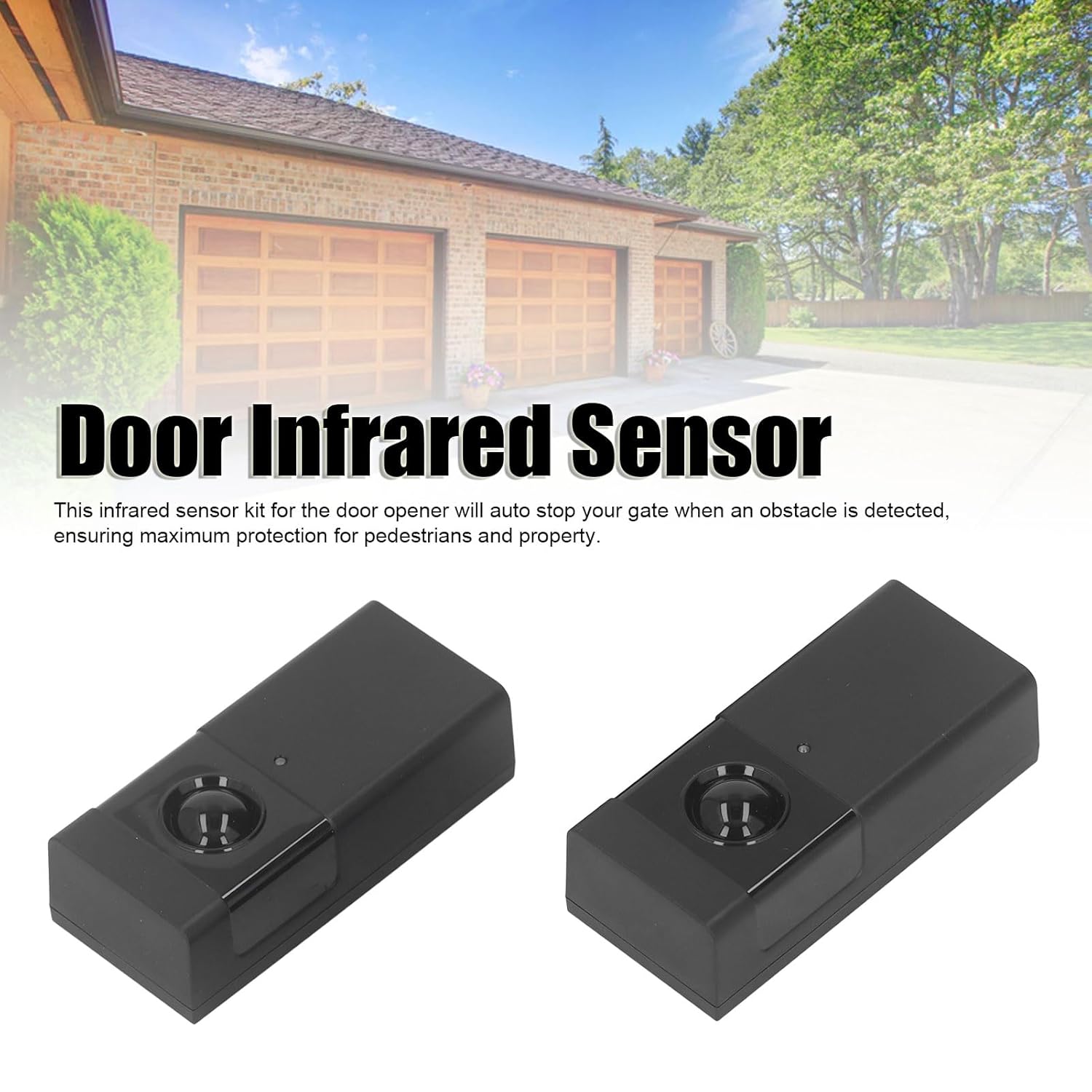 Automatic Sliding Gate Opener, Garage Door Sensor Replacement with 100ft Sensor Range, IP44, Photoelectric Beam Sensor, Infrared Sensor Set for Gate Opener