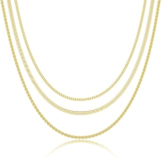 Herringbone Necklace for Women,Dainty Gold Necklace,14k Gold Plated Snake,Gold Chain Choker Necklaces,Simple Gold Layered Necklaces,Gold Jewelry Gift for Women