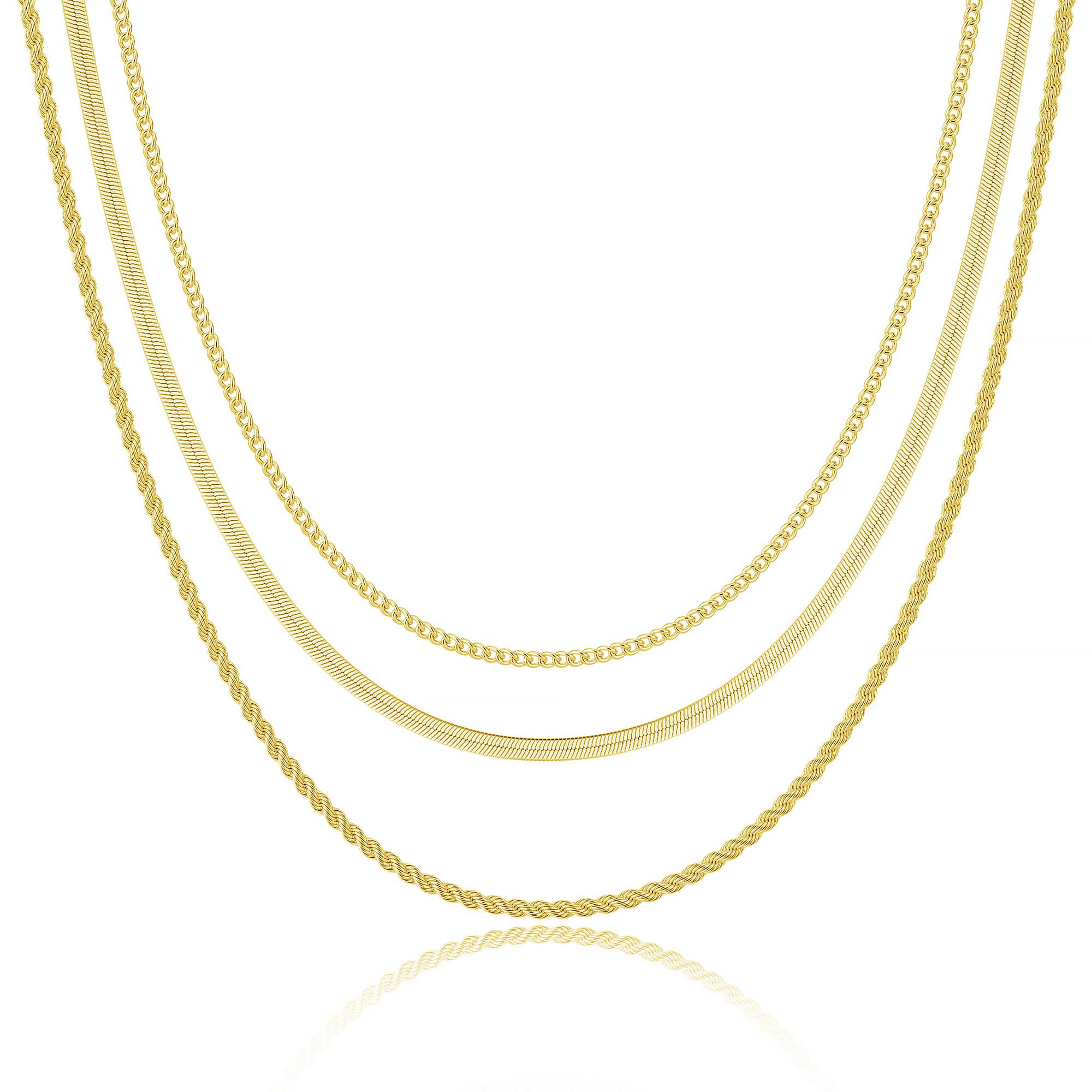 Freekiss Herringbone Necklace for Women Dainty Gold Necklace 14K Gold Plated Snake Gold Chain Choker Necklace Simple Gold Layer Necklace for Women Gold Jewelry Gift No Metal, No Jewelry, Metal, No
