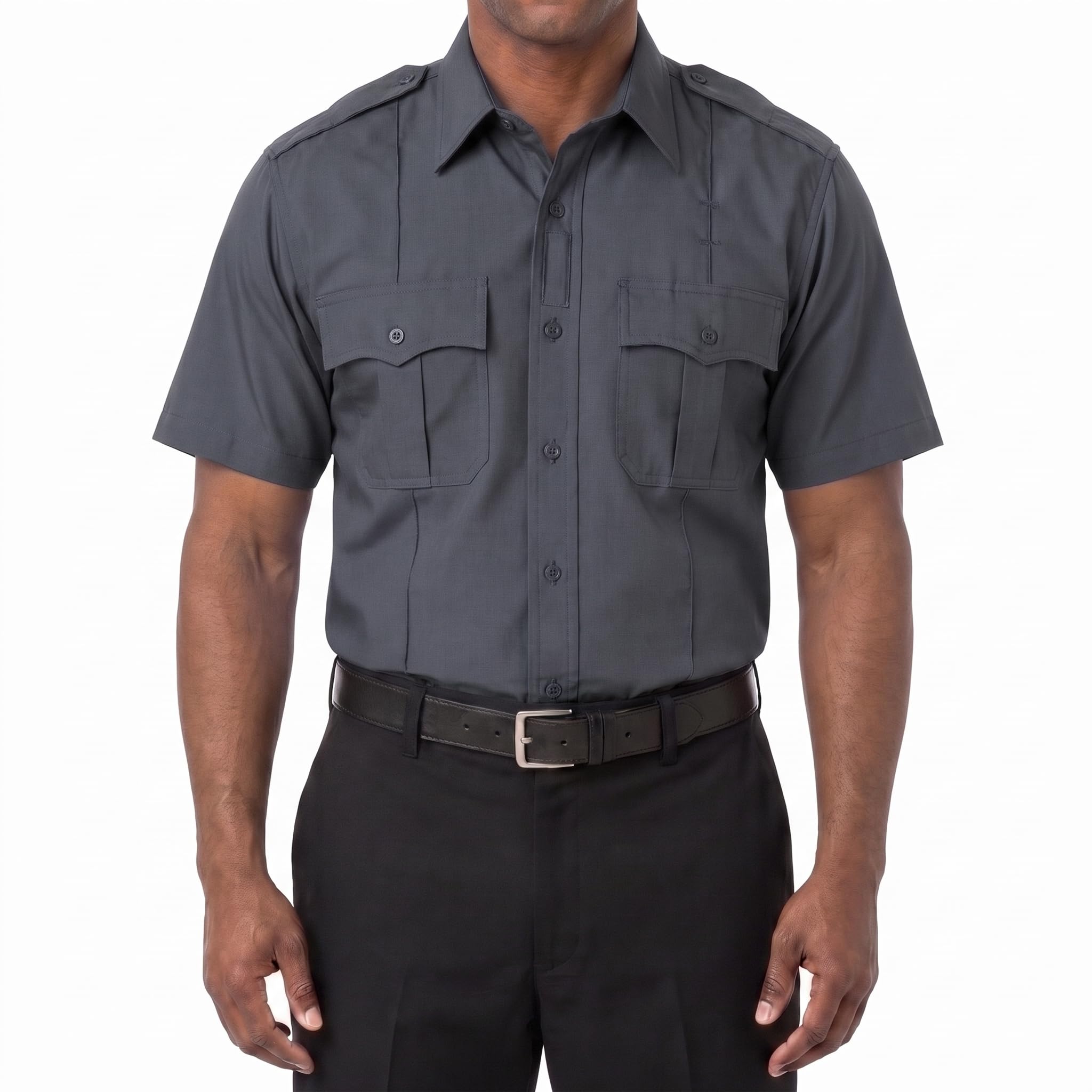 First Class 100% Polyester Short &amp; Long Sleeve Zippered Uniform Shirt 4 Pocket Hidden, Law Enforcement BDU Zipper Closure.
