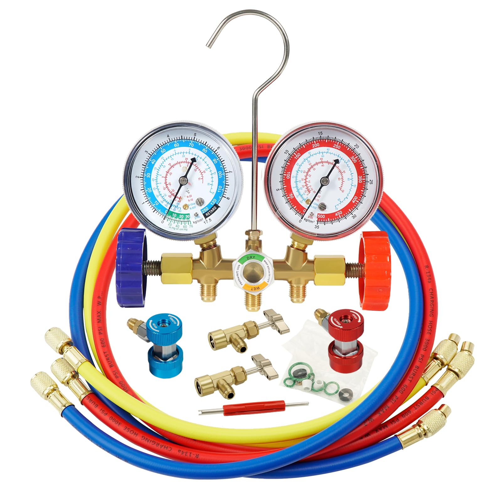 PB Motor Tech 3 Way AC Manifold Gauge Set for R134A R12 R22 R502