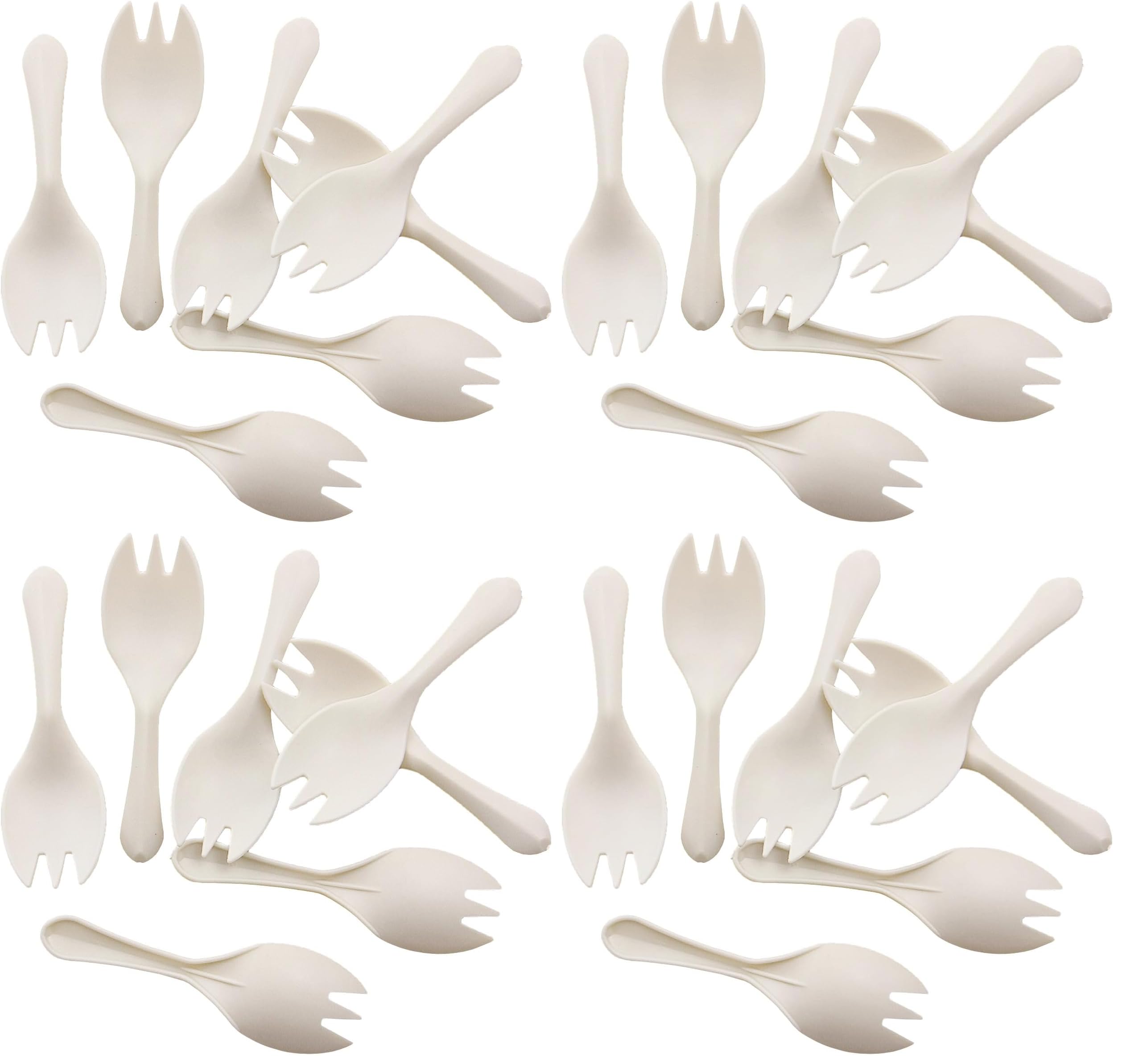 GreenWorks 1000 Count 3.3" Mini Cornstarch Tasting Sporks, Disposable Plant Starch Bio-based Sampling Sporks (Forks Spoons) (Pack of 4)