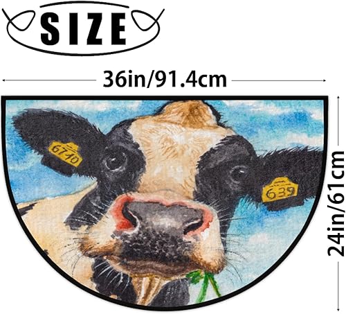 Miniatura 2 de Tapete medio redondo para puerta de animal lechero, antideslizante, para entrada de bienvenida al aire libre, absorbente, lavable, para interiores y