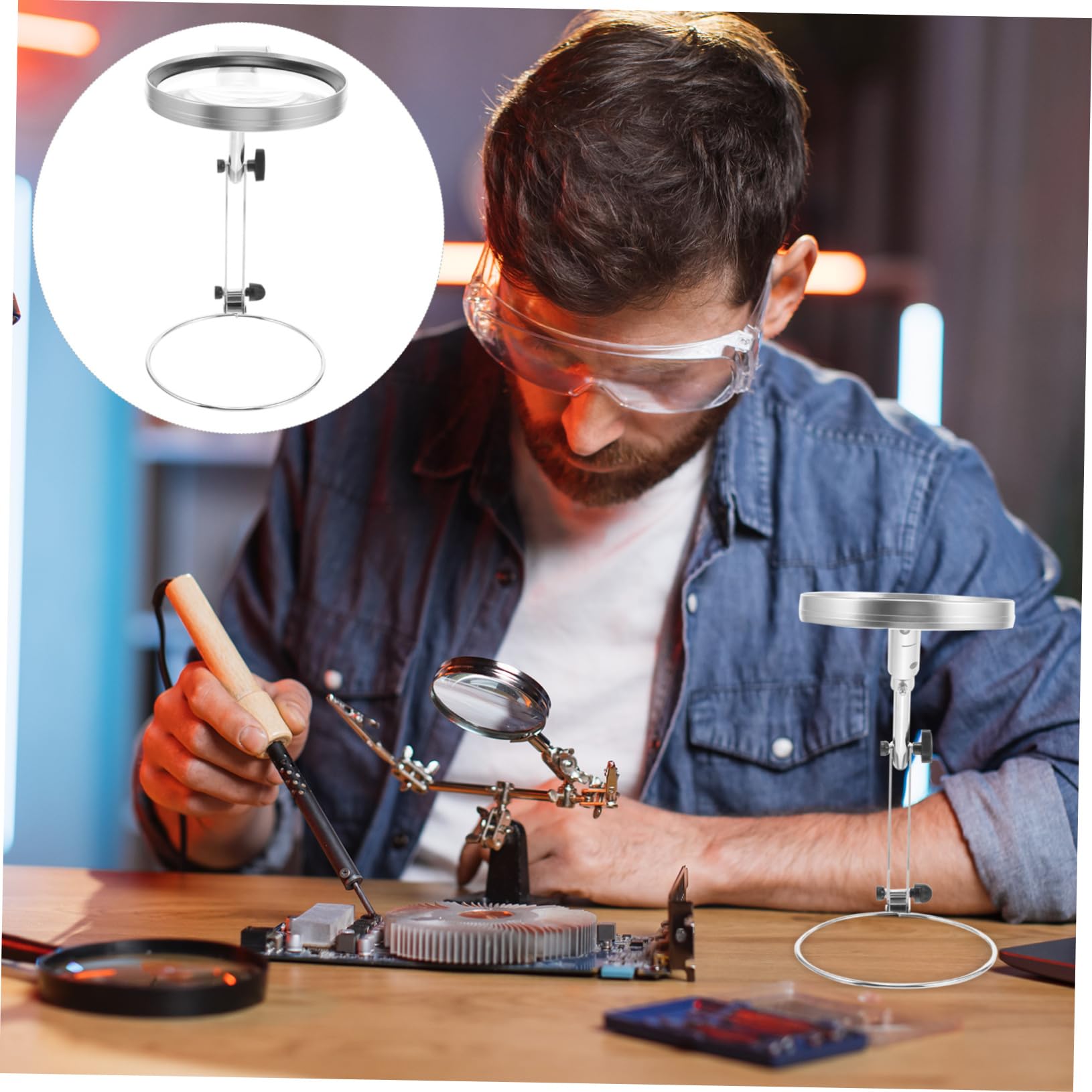 ARTIBETTER Lampada Da Tavolo Lente d Ingrandimento Supporto Luce Acrilica Per Lettura Ricamo e Artigianato