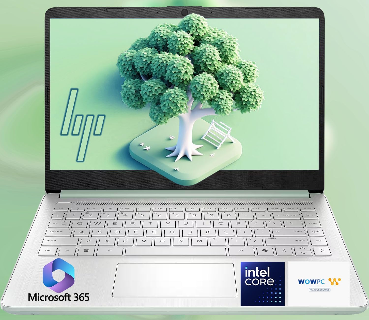 HP 14 Ultrabook Laptop • Intel CPU • 8GB RAM • 1.1TB Storage (128GB SSD + 1TB OneDrive) • Up to 12 Hours of Battery Life • Windows 11 Home • w/WOWPC Recovery USB