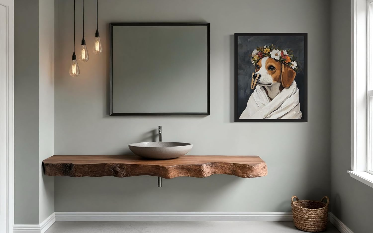 Beagle Funny Bathroom Posters Black Humor Smell Pinch Nose Dog Poster Print Wall Art Animal Disgusting Smell Toilet Painting For Bathroom, Restroom, Room Decor Painting Gallery 16 (Beagle, 8 x 10 inches, Black Frame)