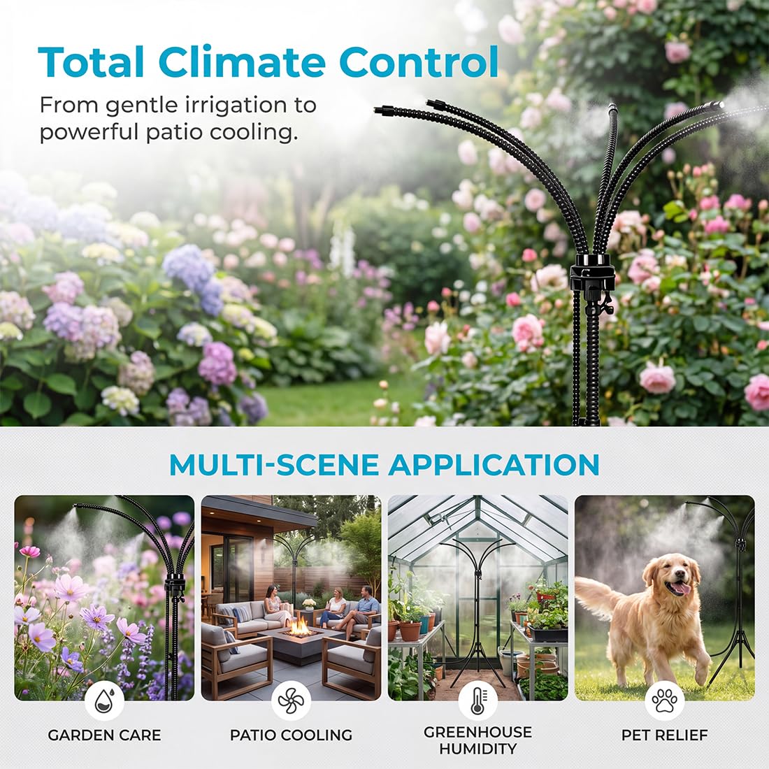 Brumisateur d'extérieur portable réglable 2026 m pour jardin, piscine et animaux de compagnie, brumisateur à 360 °, idéal pour rafraîchir l'arrière-cour